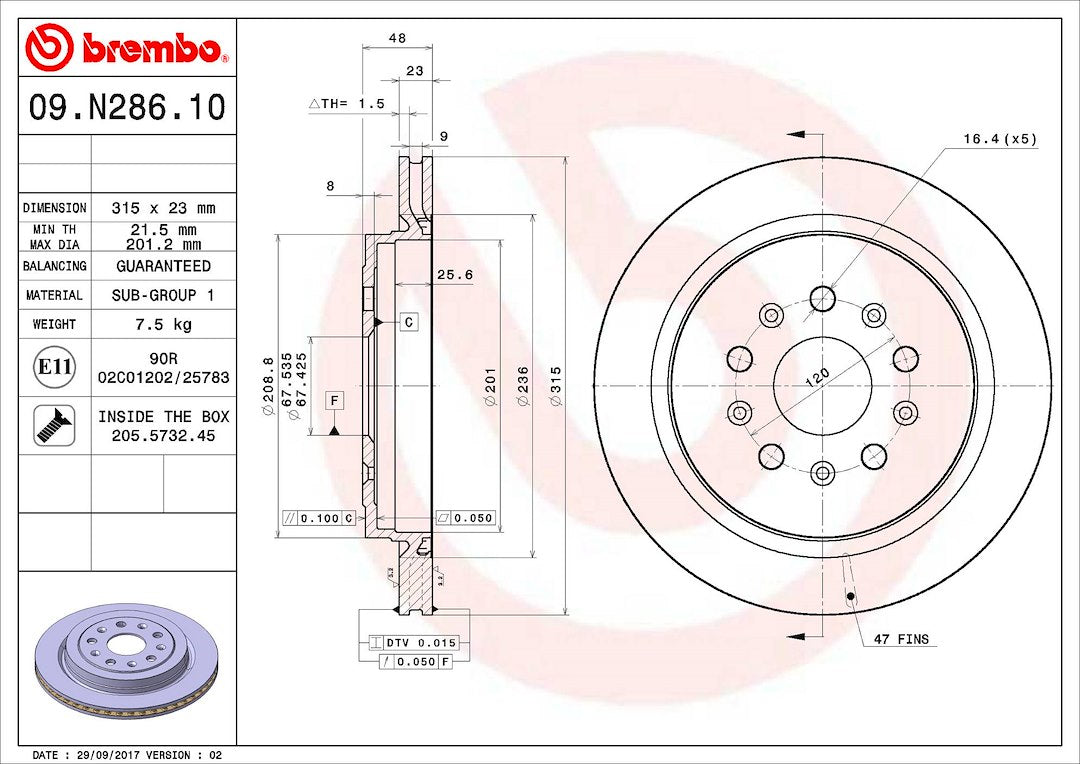 Brembo 09n28611c02 Brake Rotor||09.N286.11-D.Jpg||85||brm09n28611||1191254