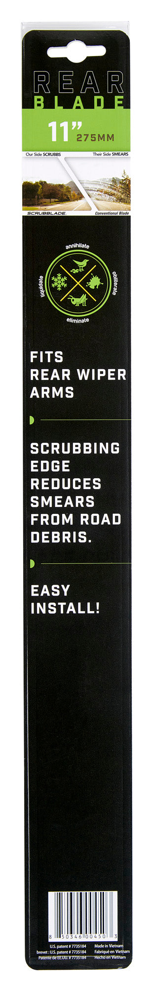 Scrubblade Sr0011 Windshield Wiper Blade||rearblade-Pkg-11in-Back.Jpg||88||scrsr0011||1523115