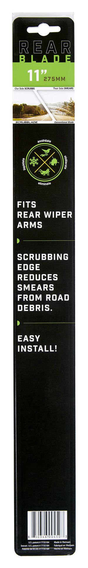 Scrubblade Sr0011 Windshield Wiper Blade||rearblade-Pkg-11in-Back.Jpg||88||scrsr0011||1523115