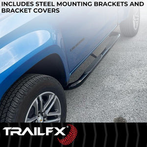 Product of TrailFX A0031B TFX Round Tube Side Steps Nerf Bar With Surface Steps 