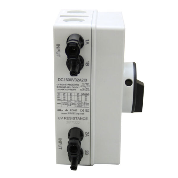 Aims Power Dc1600v32a2io Solar Panel Disconnect Switch||dc1600v32a2io_3.Jpg||88||apw1004532||2343890