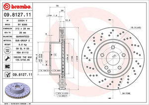 Product of Brembo 09812711C02 Vented Cross Drilled 1 Piece Brake Rotor 