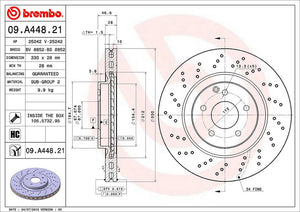 Product of Brembo 09A44821C02 Vented Cross Drilled 1 Piece Brake Rotor 