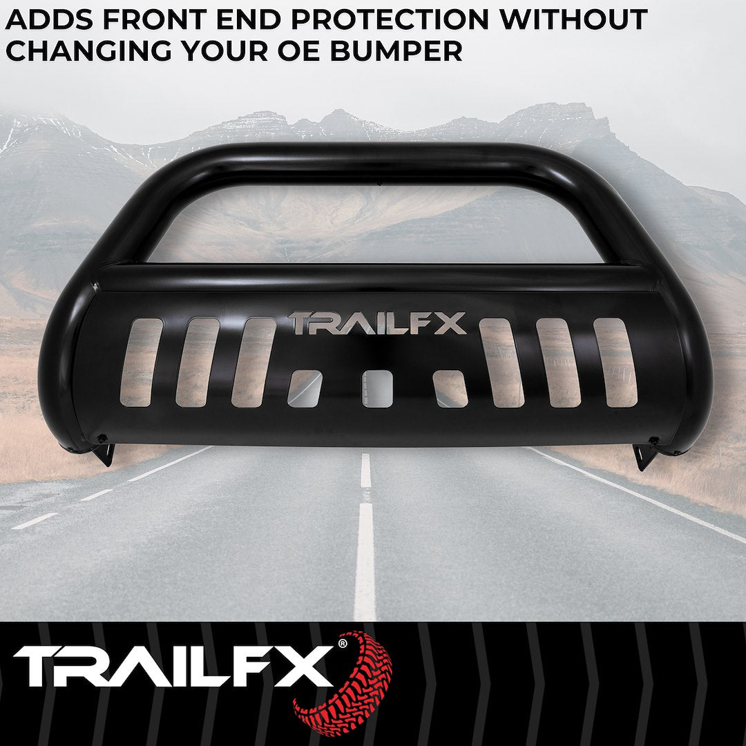 Product of TrailFX 1320211093 Bull Bar Black Powder Coated 3 Inch Yes with skid plate 