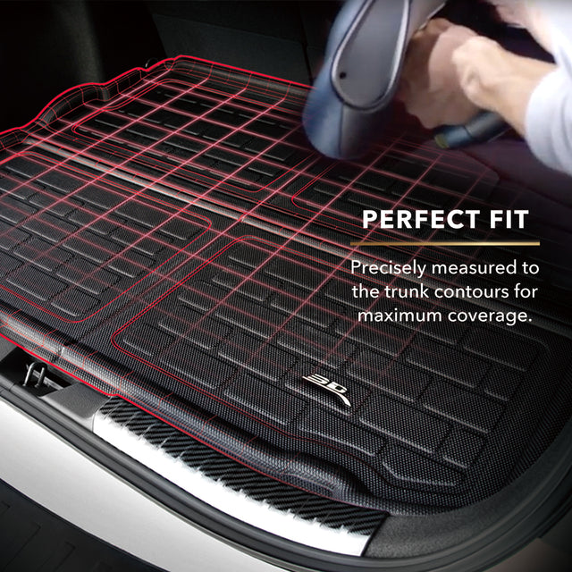 Product of 3D Mats M1TL0181309 Black Thermoplastic Rubber Of Carbon Fiber Texture Rear Lower Cargo Bay Cargo Area Liner 