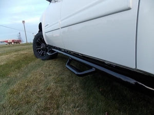 Product of N-Fab C0780CC Cab Length Nerf Bar With Drop Down Steps 