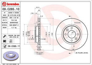 Product of Brembo 09C28511C02 Vented 1 Piece Brake Rotor 