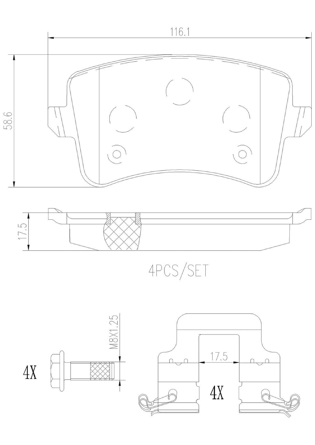 Product of Brembo P85099N Brake Pad - Set Of 4 
