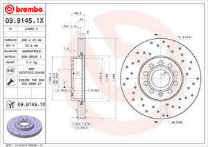 Product of Brembo 0991451XC02 Xtra Vented Cross Drilled 1 Piece Brake Rotor 