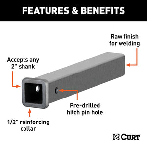 Curt 49180 Trailer Hitch Receiver Tube||49180_3008x1990_Fa.Jpg||86||c9349180||860546