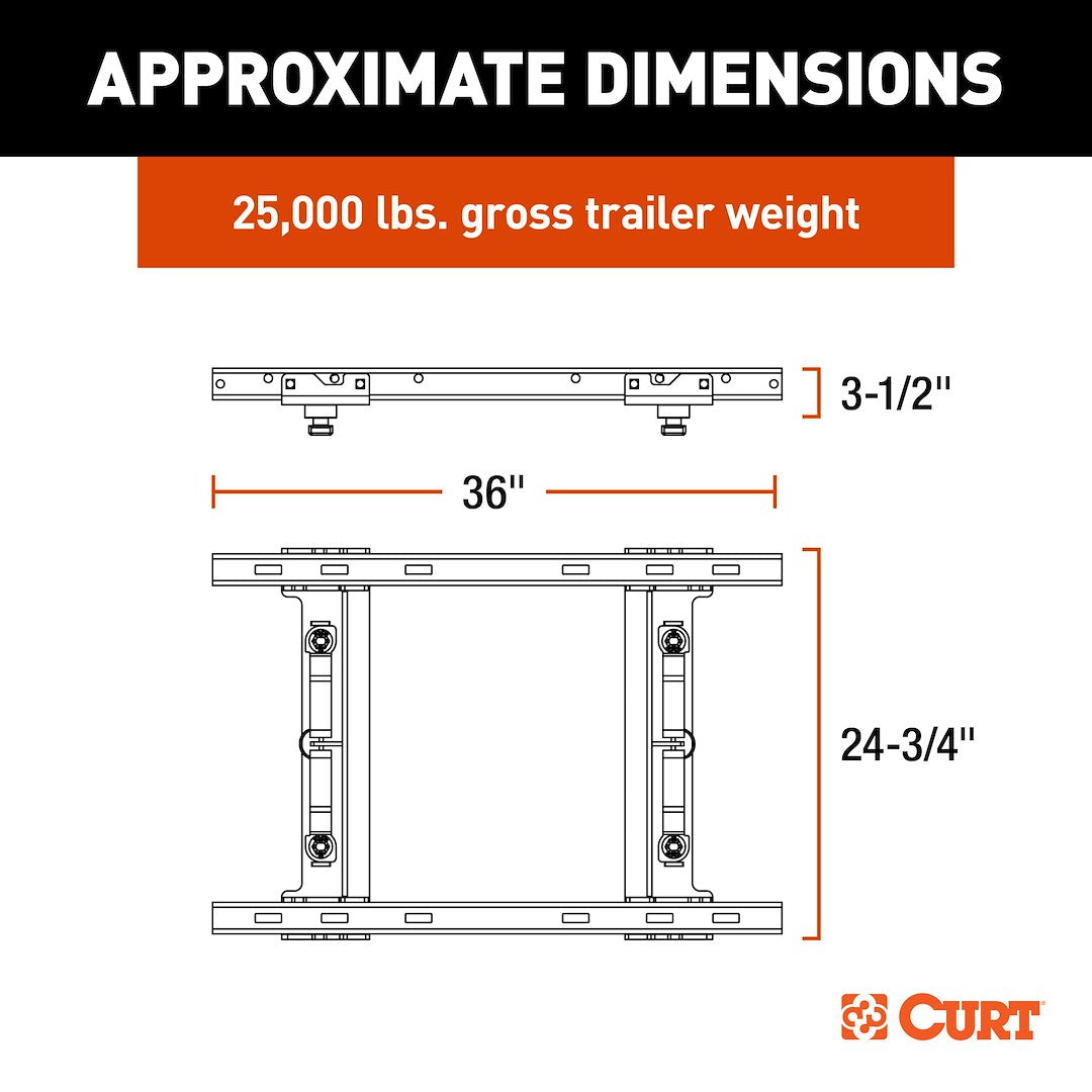 Curt 16027 Fifth Wheel Trailer Hitch Rail Adapter||16027_3008x1990_Ca.Jpg||90||c9316027||1226757