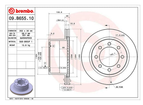 Product of Brembo 09B65510C02 Vented 1 Piece Brake Rotor 