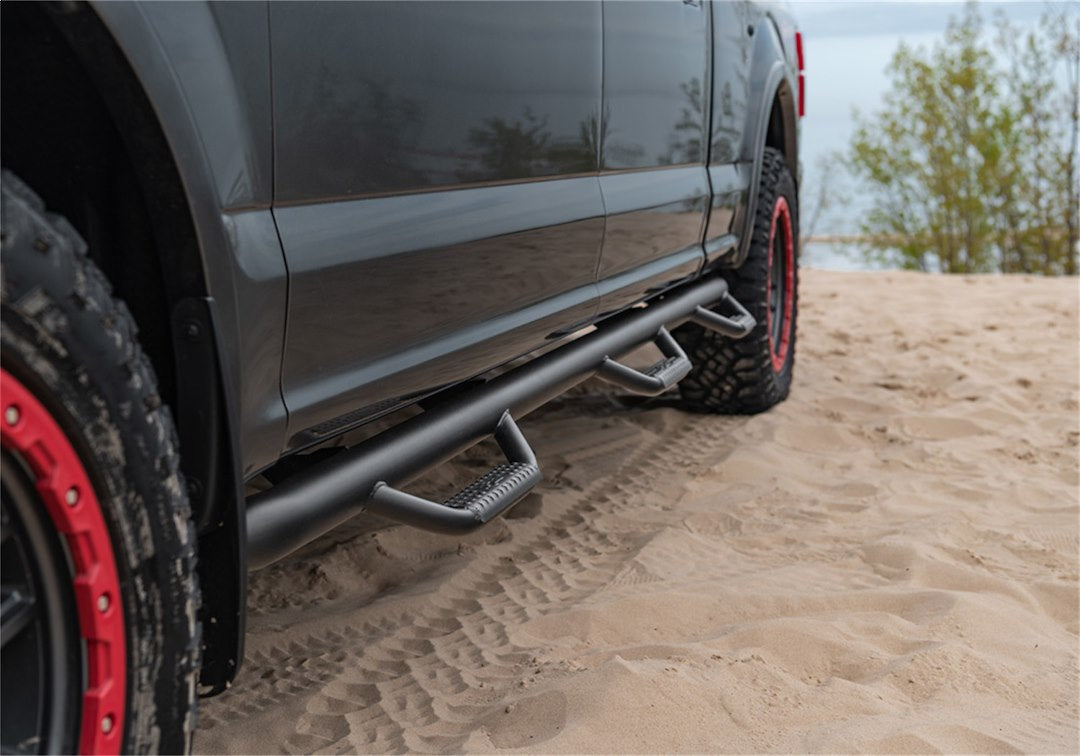 Product of N-Fab F17105CC-6-TX Black Matte Textured Powder Coated Round Nerf Bar - Truck Wheel To Wheel 