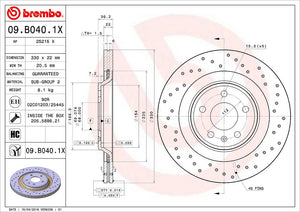 Product of Brembo 09B0401XC02 Xtra Vented Cross Drilled 1 Piece Brake Rotor 