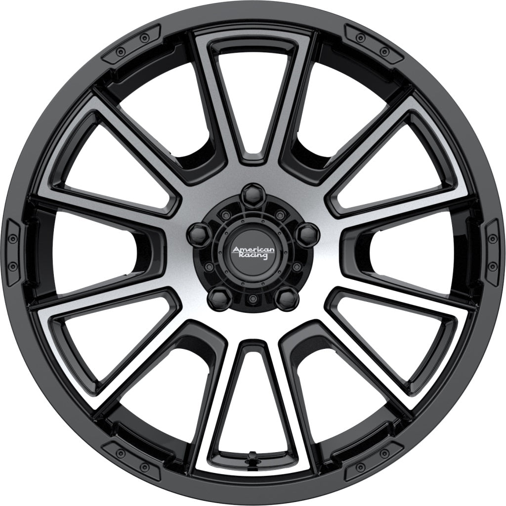 Product of American Racing Wheels 20x9 Black With Natural Face Wheel - 5x5.90 Bolt Pattern 