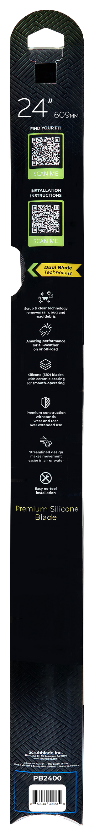 Scrubblade Be2400 Windshield Wiper Blade||black Edition 24_Back.Png||87||scrbe2400||1757006