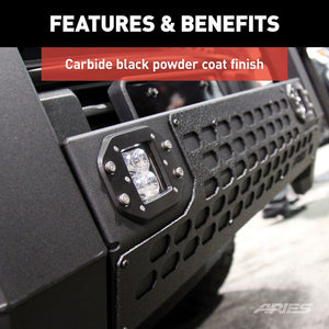 Product of Aries 2163102 Bull Bar Black Carbide Powder Coated 5-1/2 Inch Yes with skid plate 