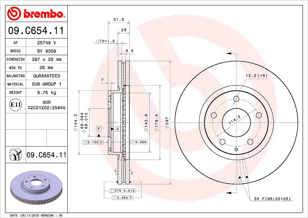 Brembo 09c65411c02 Brake Rotor||09.C654.11_2.Jpg||87||brm09c65411||1343319