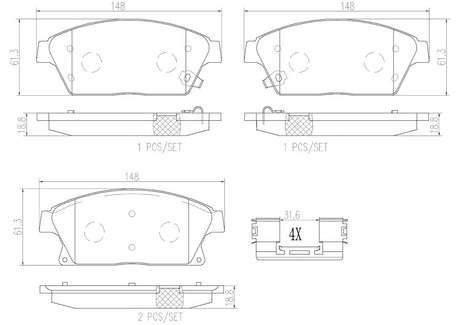 Product of Brembo P59077N Brake Pad - Set Of 4 