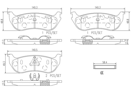 Product of Brembo P37013N Brake Pad - Set Of 4 