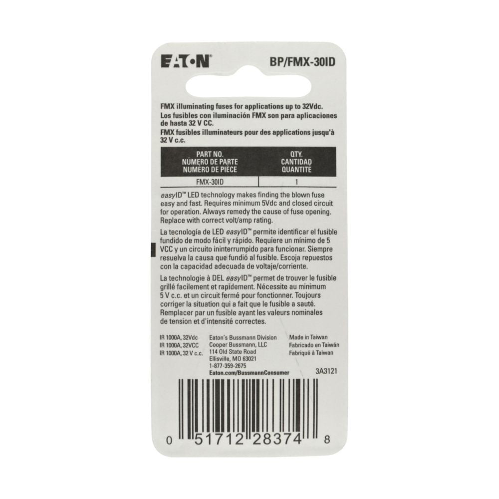 Bussman Bp/Fmx-30id Fuse||bpfmx-30id_1.Jpg||86||b6pbpfmx30id||1322505