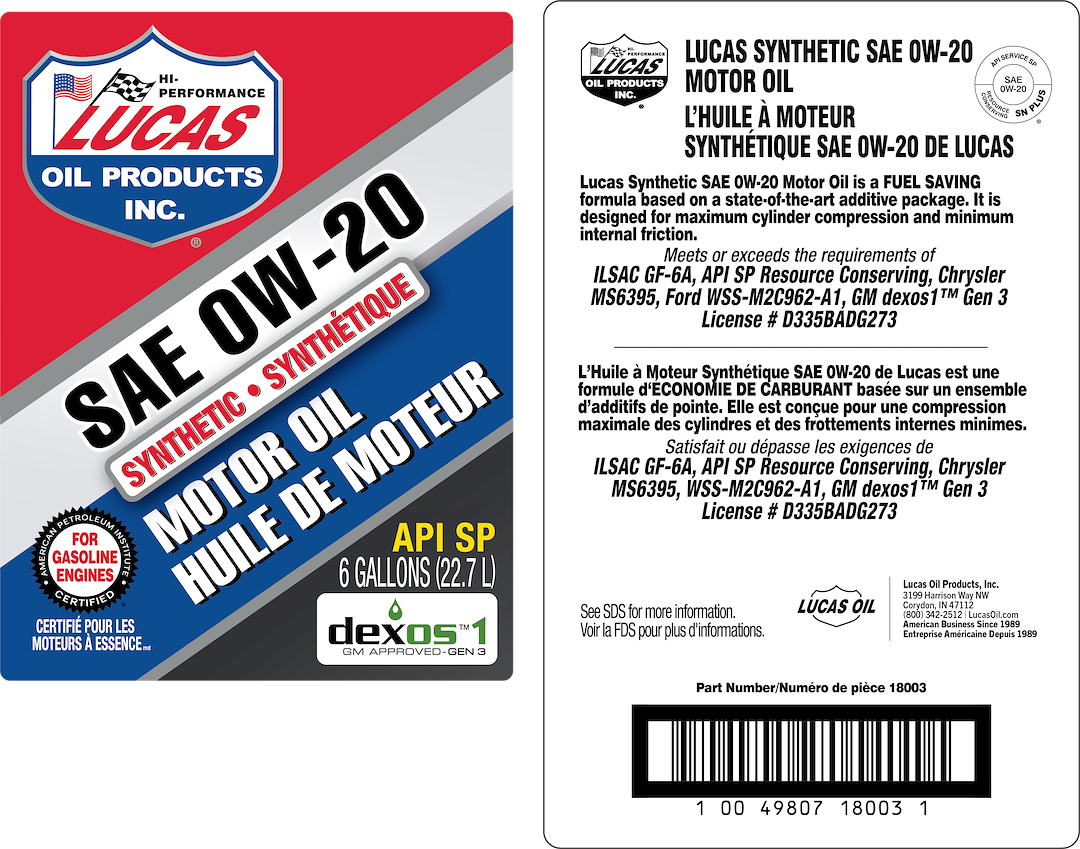 Lucas Oil 18003 Oil||18003_Syn 0w20_6gal_Rev10_4-10-2026.Png||86||l4418003||2537732