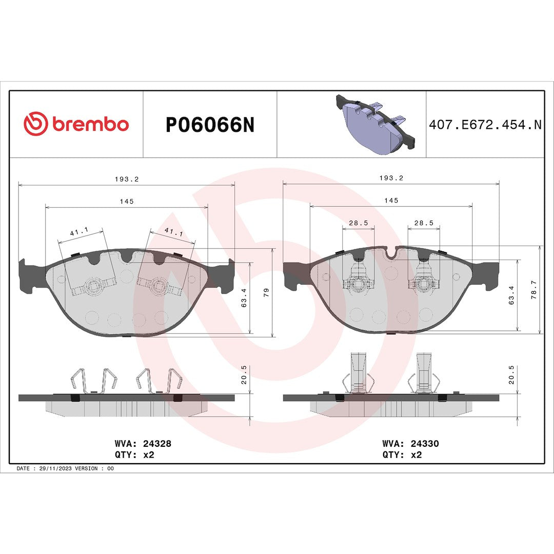 Brembo P06066n Brake Pad||||87||brmp06066n||2008905
