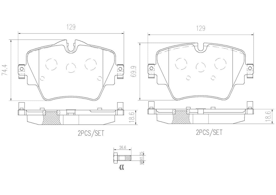 Product of Brembo P06093N Brake Pad - Set Of 4 