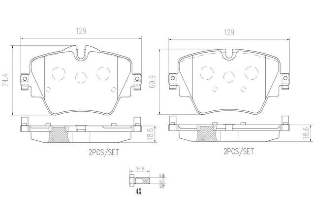 Product of Brembo P06093N Brake Pad - Set Of 4 