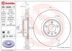 Product of Brembo 09C82011C02 Vented 1 Piece Brake Rotor 