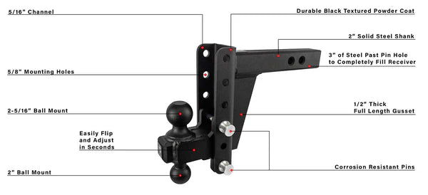 Product of Bulletproof Hitches HD206 2 Inch Receiver Trailer Hitch Ball Mount 