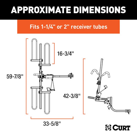 Product of CURT 18085 2 Bikes Bike Frame Rests On Arms With Cradles And Straps Bike Rack - Receiver Hitch Mount Yes 