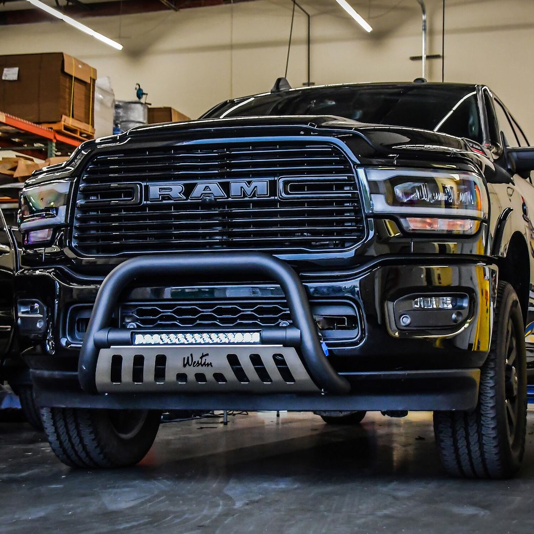 Product of Westin Automotive 32-4025L Bull Bar Black Textured Powder Coated 3 Inch No with skid plate 