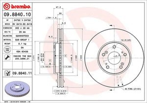 Product of Brembo 09884011C02 Vented 1 Piece Brake Rotor 