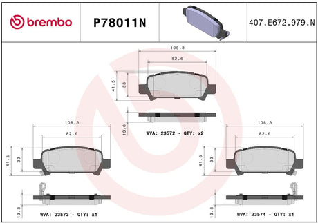 Brembo P78011n Brake Pad||p78011n_R.Jpg||86||brmp78011n||2091610