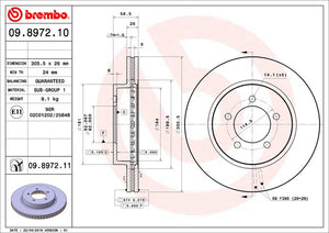 Product of Brembo 09897211C02 Vented 1 Piece Brake Rotor 