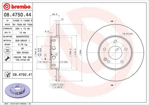 Product of Brembo 08475041C02 Solid 1 Piece Brake Rotor 