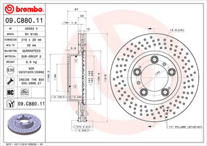 Product of Brembo 09C88011C02 Vented Cross Drilled 1 Piece Brake Rotor 