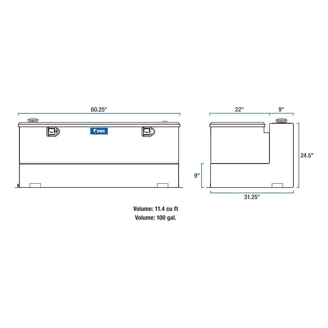 Product of UWS TT-100-COMBO Diesel Liquid Transfer Tank 100 Gallon Rectangular 