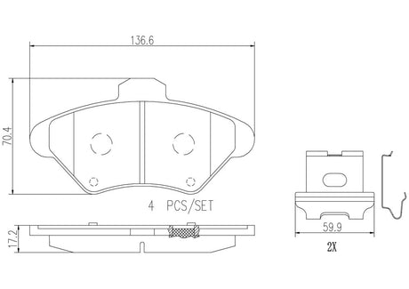 Product of Brembo P24095N Brake Pad - Set Of 4 
