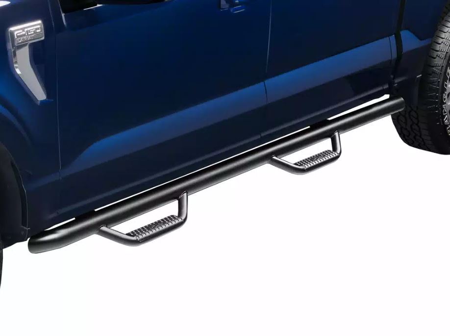 Product of N-Fab N16100CC-6-TX Black Matte Textured Powder Coated Round Nerf Bar - Truck Wheel To Wheel 