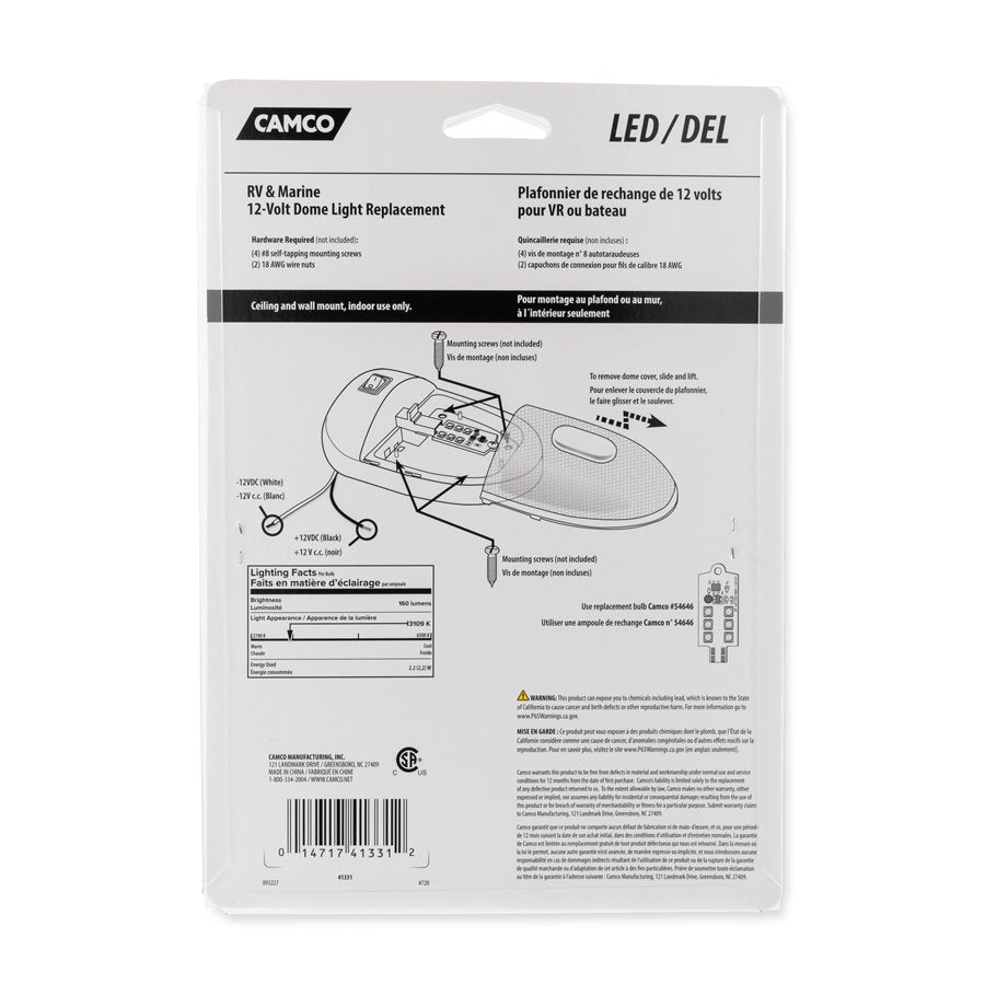 Camco 41331 Dome Light - Led||||92||c1w41331||2009320