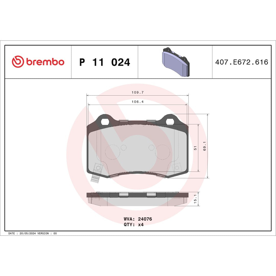 Brembo P11024 Brake Pad||p11024_Drw.Jpg||88||brmp11024||1752667