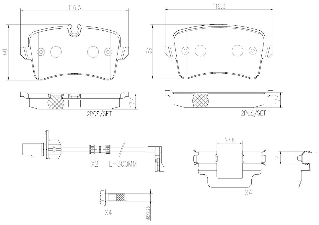 Product of Brembo P85117N Brake Pad - Set Of 4 