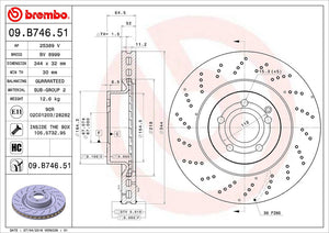 Product of Brembo 09B74651C02 Vented Cross Drilled 1 Piece Brake Rotor 
