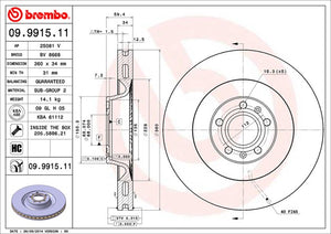 Product of Brembo 09991511C02 Vented 1 Piece Brake Rotor 