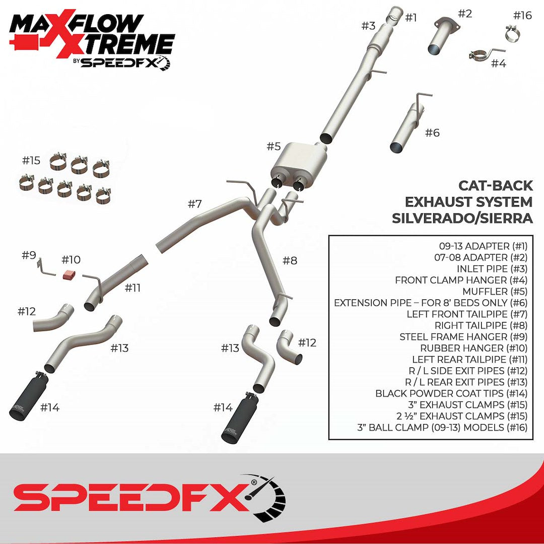 Product of SpeedFX 50100 MaxFlow Xtreme Cat Back System Single Exhaust System Kit 