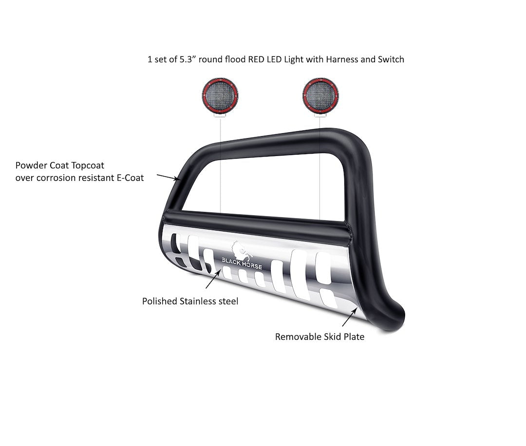 Product of Black Horse Offroad CBBS-GMC3105SP-PLFR Bull Bar  with skid plate 