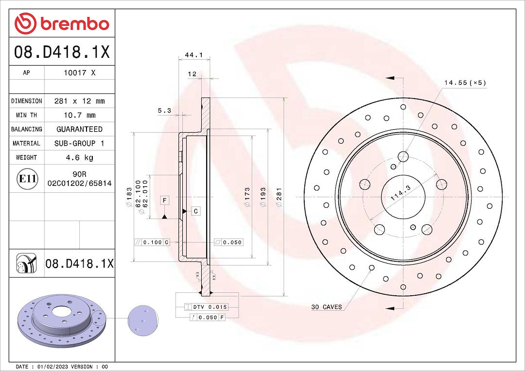 Brembo 08d4181xc02 Brake Rotor||08d4181xc02_2.Jpg||87||brm08d4181x||1684165