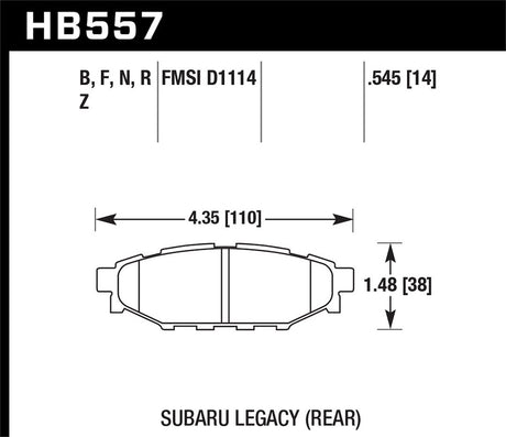 Product of Hawk Performance HB557B.545 Performance/ Street Brake Pad - Set Of 4 